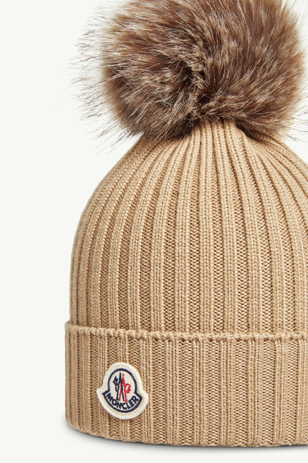 Moncler Wool Beanie With Pom Pom In Gray