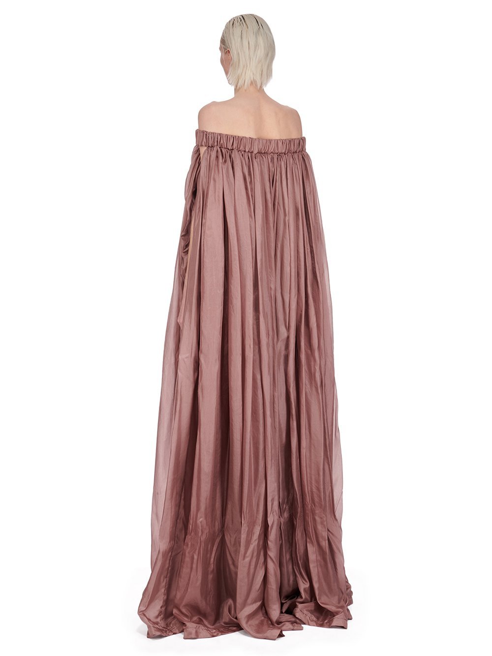 Rick Owens Floor-length Silk Dress With Elasticized Bodice In Brown