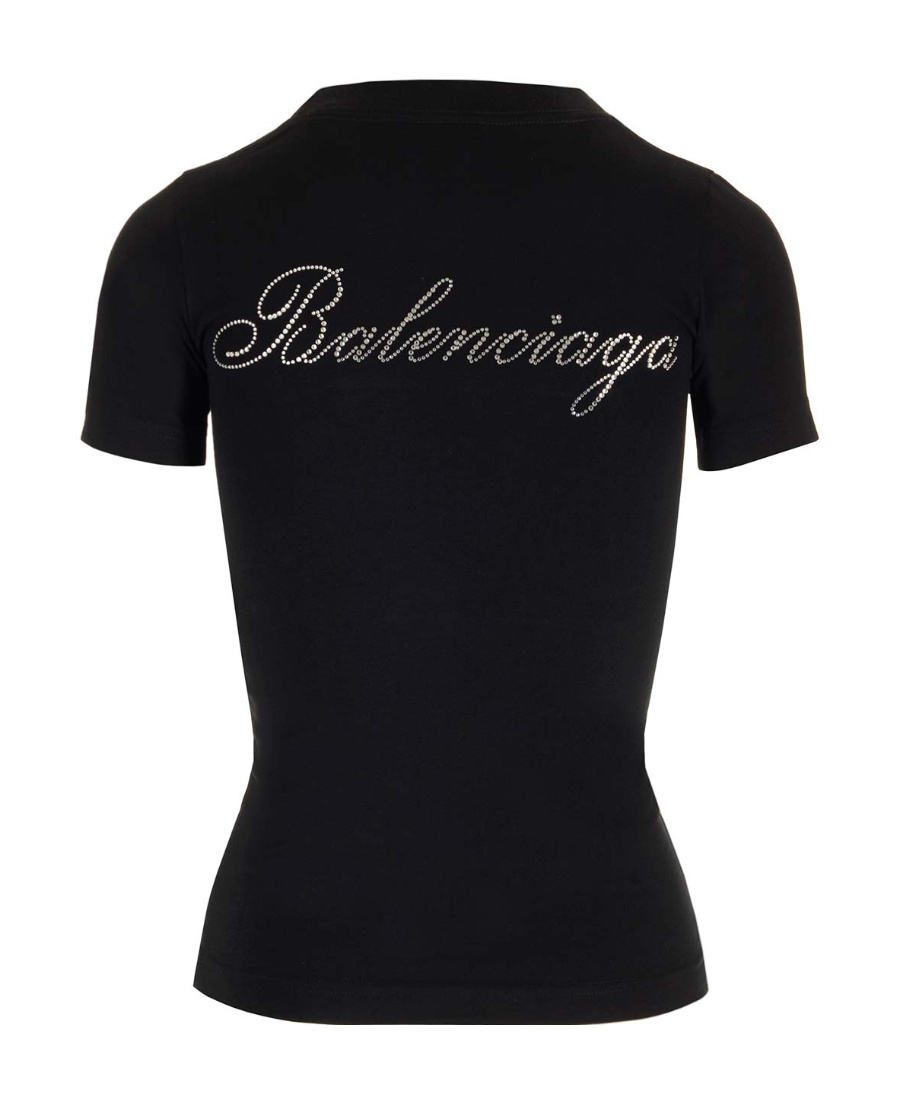 Balenciaga Handwritten Rhinestone-embellished T-shirt In Black