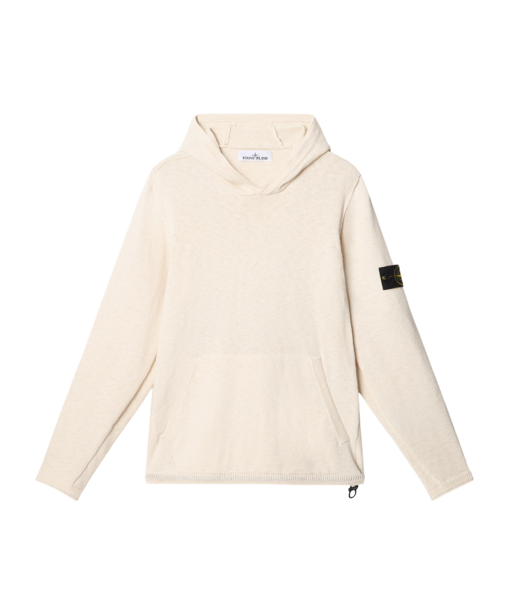 Stone Island Hooded Jumper With Contrast Bands And Bottom Drawstring In Neutral