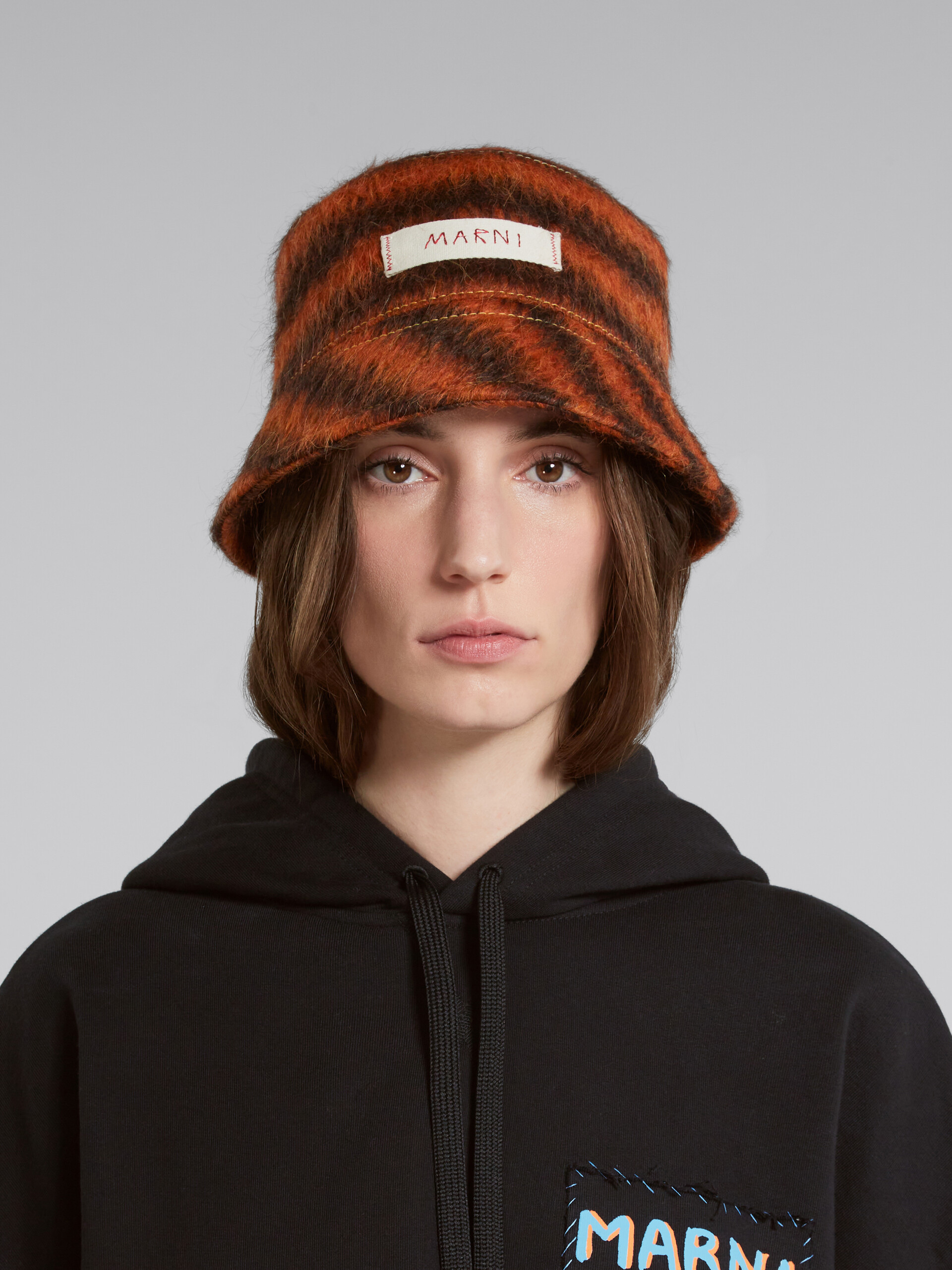 Marni Striped Bucket Hat In Brown