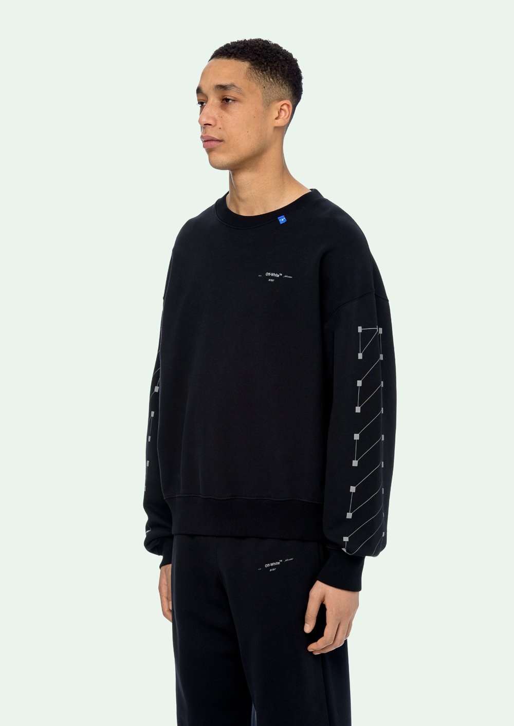 Off-white Bian Boxian Same Style Logo Sweater In Black