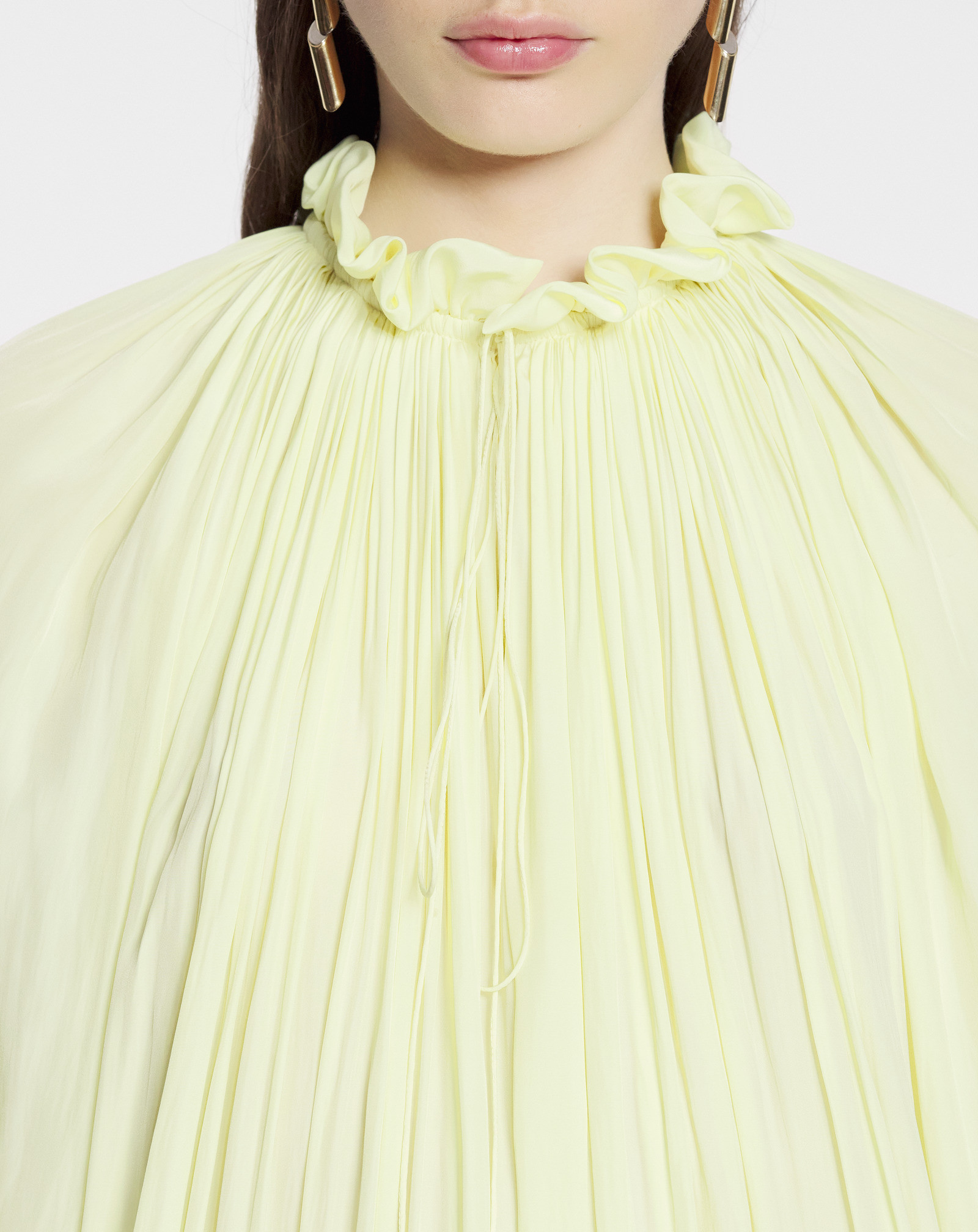 Lanvin Woman Short Dress Acid Green Size 4 Polyester In White