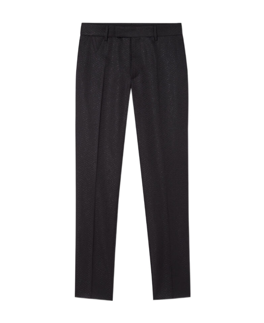 Versace La Greca Straight-leg Trousers In Black