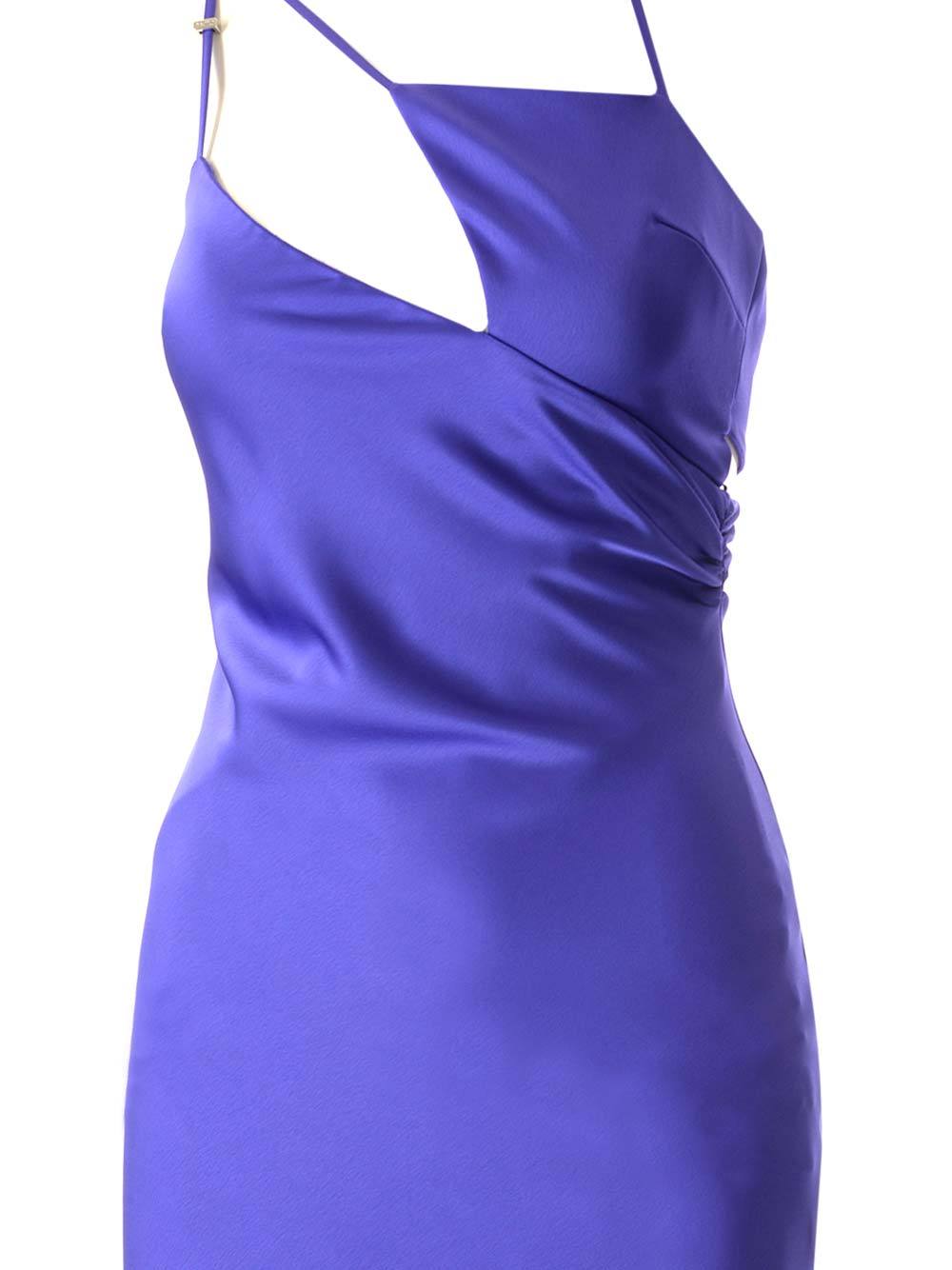 Attico Melva Asymmetric Sleeveless Gown In Blue