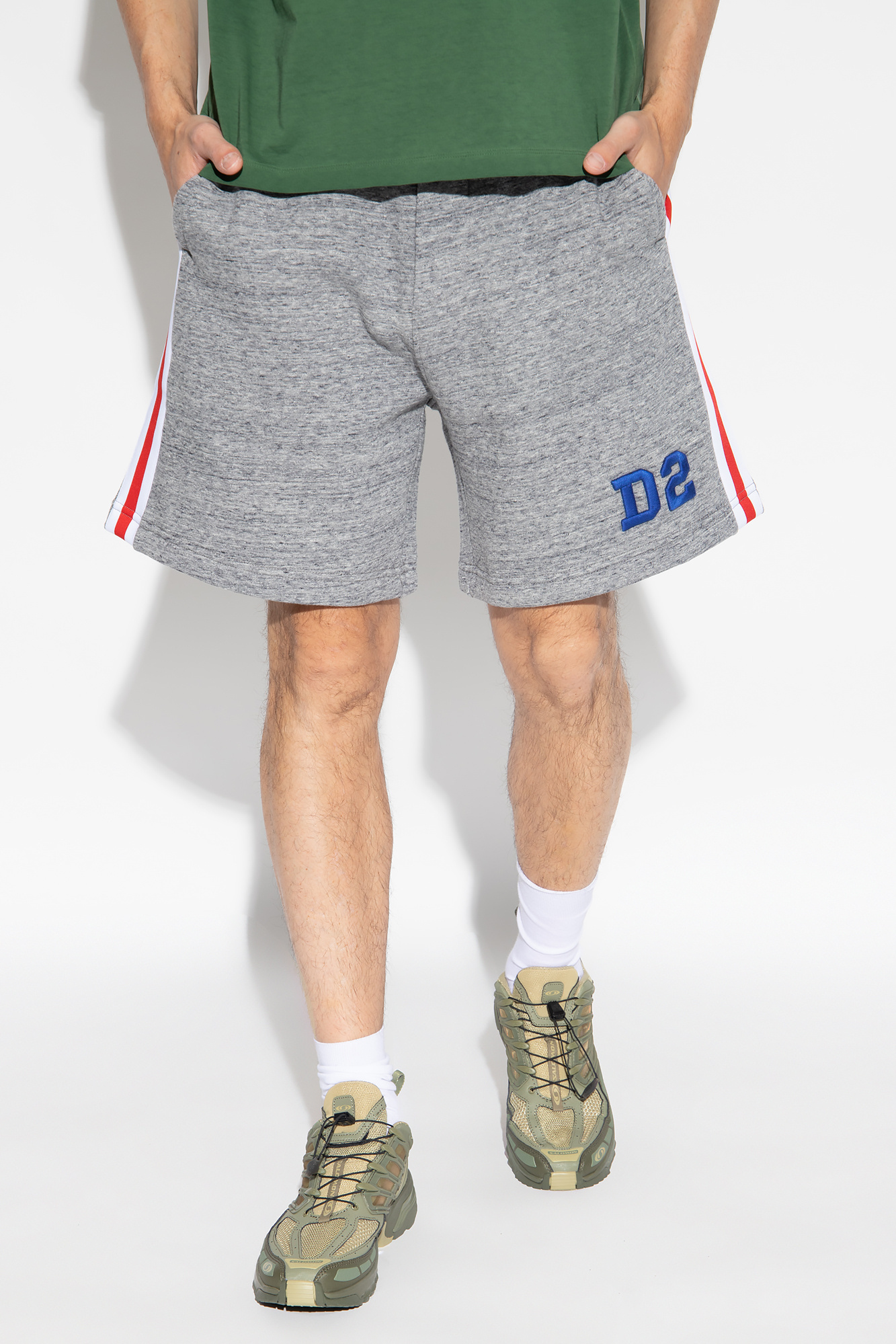 Dsquared2 Logo-embroidered Striped Track Pants In Gray