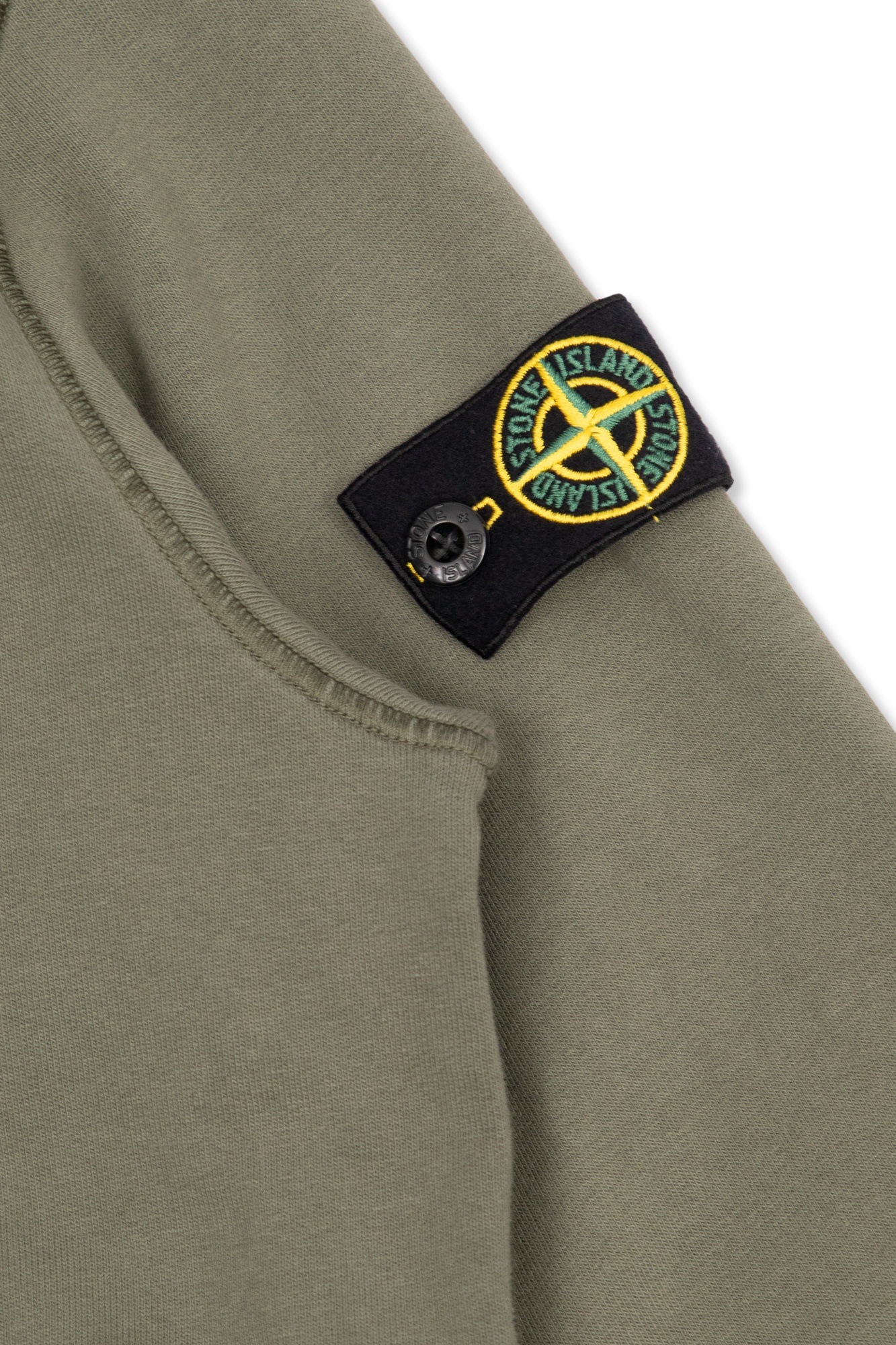 Stone Island Compass-patch Hooded Jacket In Green