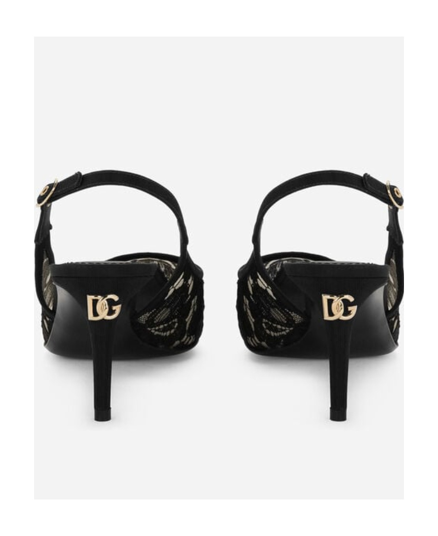Dolce & Gabbana Pointed-toe Lace-panelled Pumps In Black