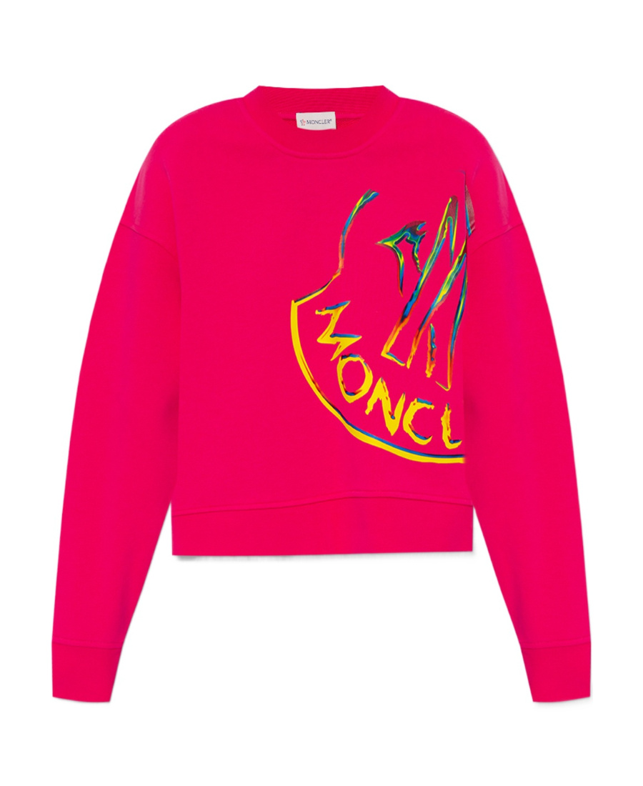 Moncler Logo-print Crew-neck Sweatshirt In Red