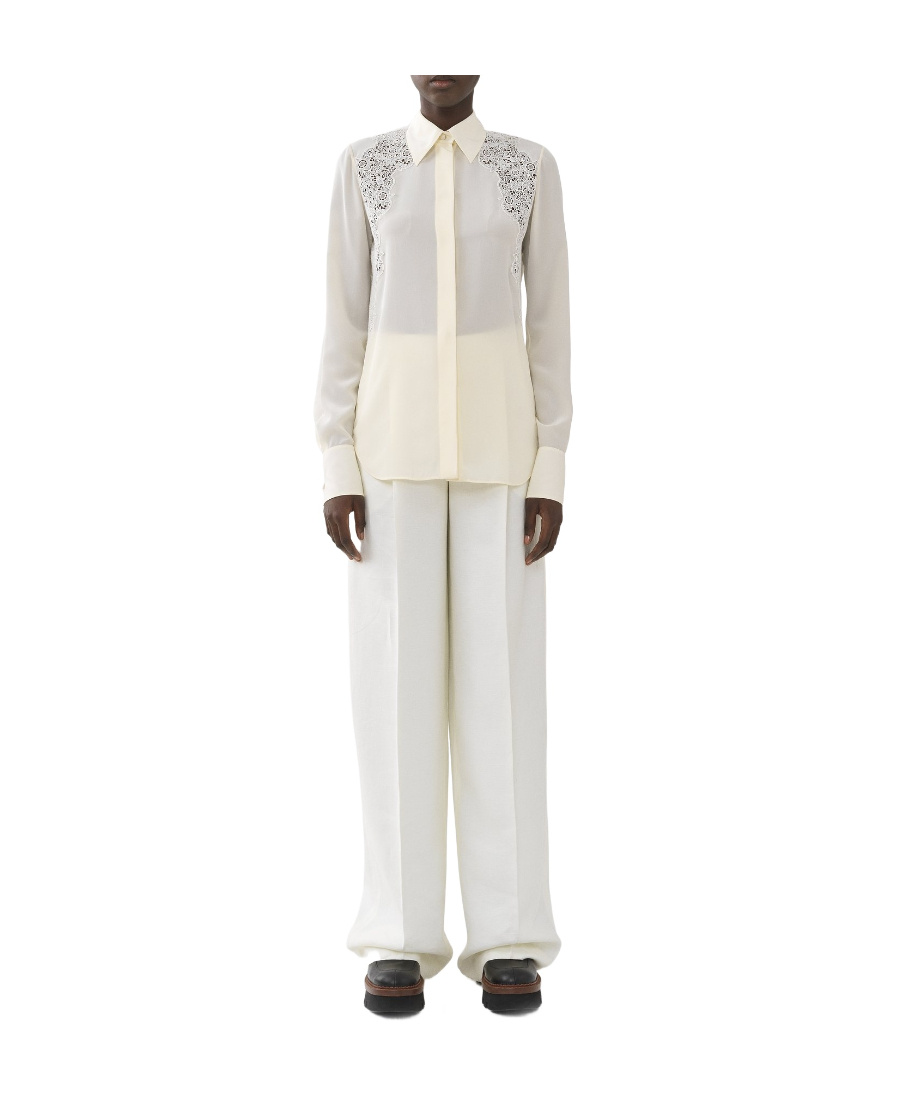 Chloé Ivory Crepe Button-up Shirt In White