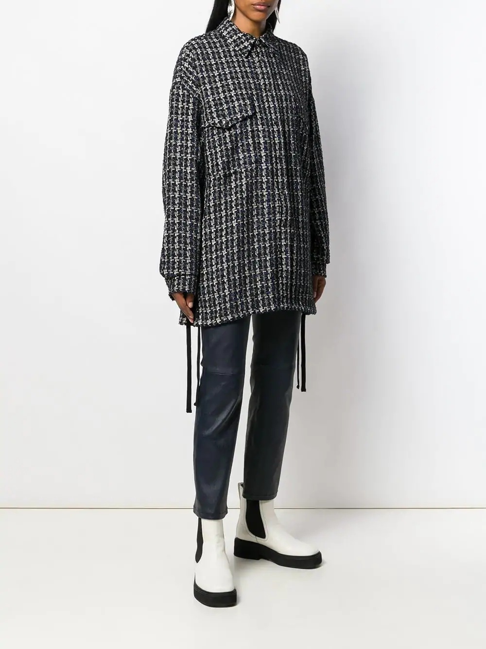 Shop Faith Connexion Tweed Oversized Shirt In Black