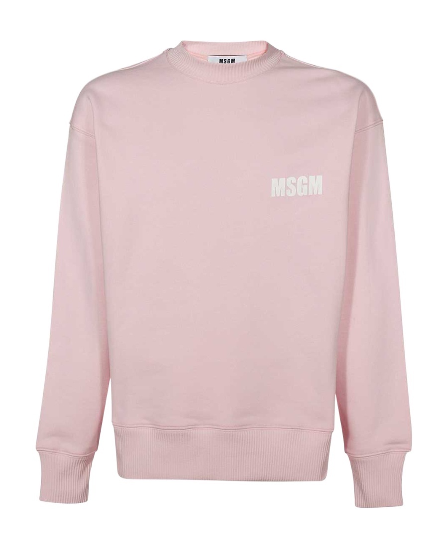 Msgm Logo-print Crew-neck Sweatshirt In Pink