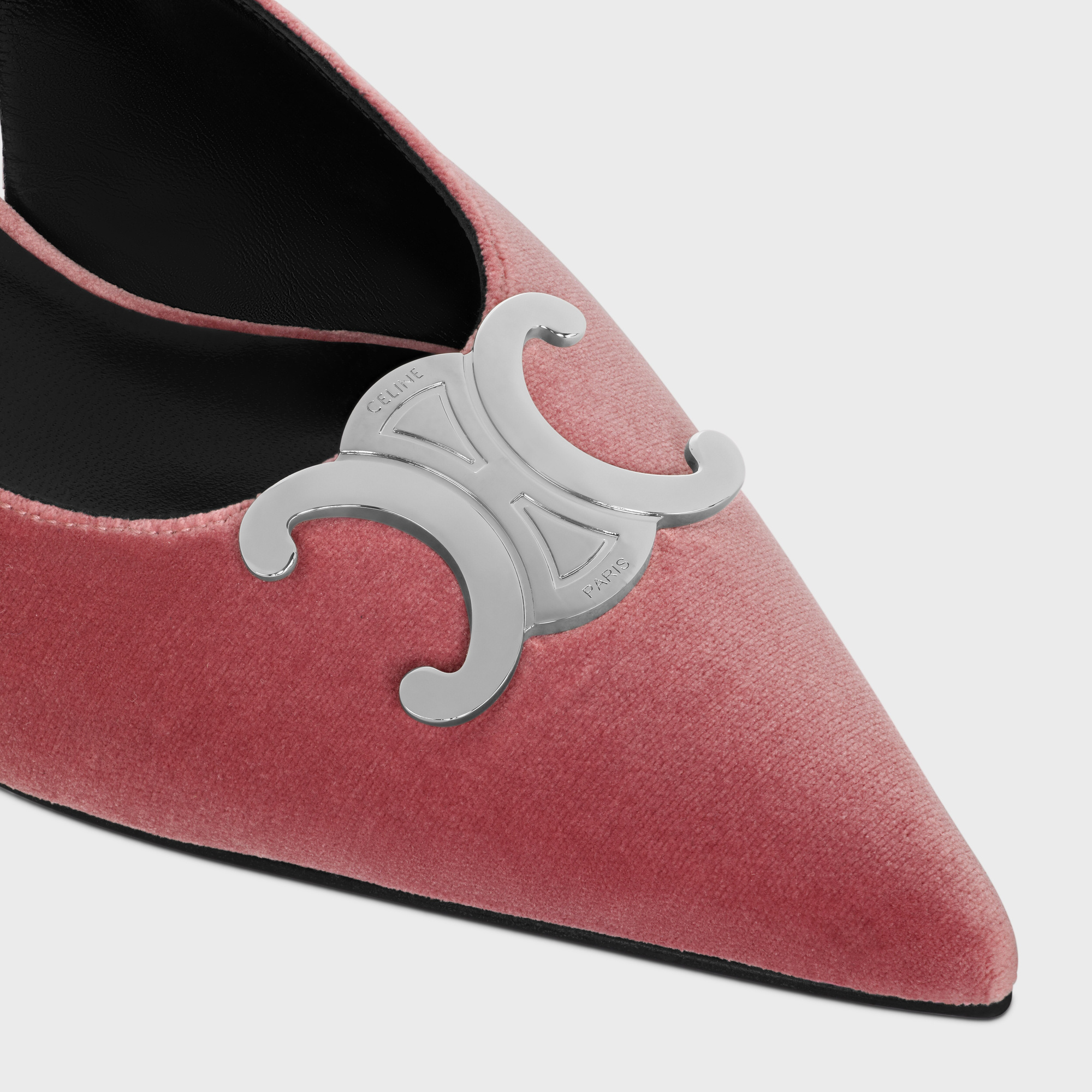 Celine Alma Triomphe Velvet Flat Pumps In 24rw