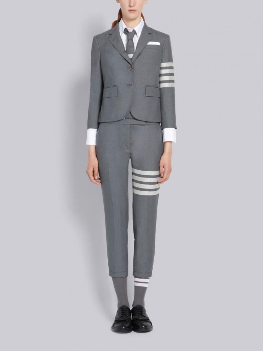 Thom Browne 4-bar Tailored Cropped Pants In Gray