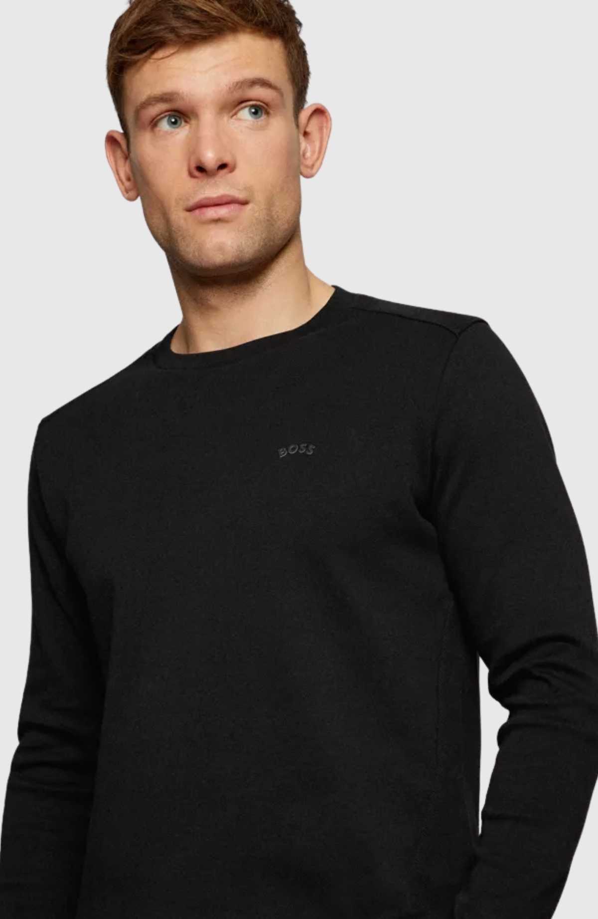 HUGO BOSS SALBO CURVED LOGO-PRINT SWEATSHIRT 