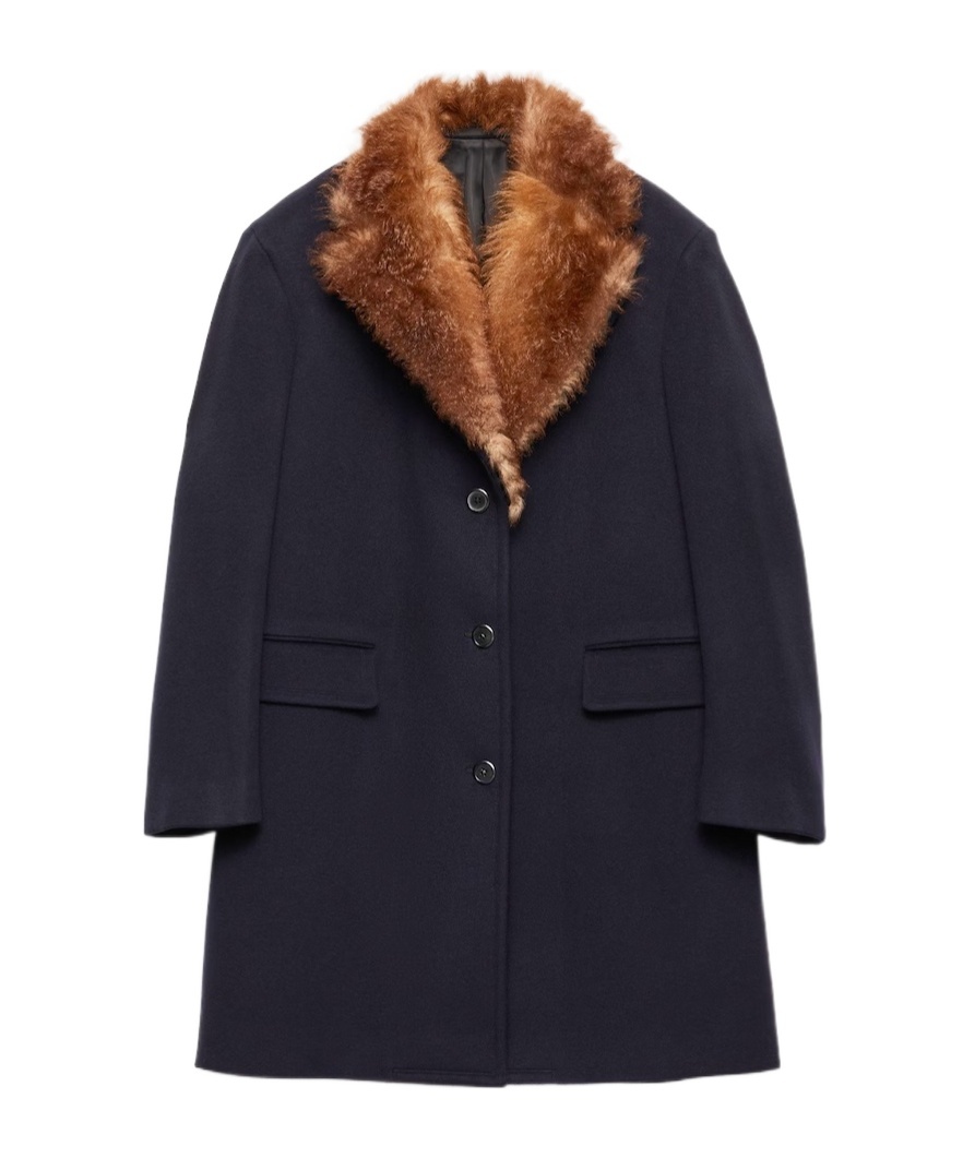 Prada Single-breasted Cloth Coat In Blue
