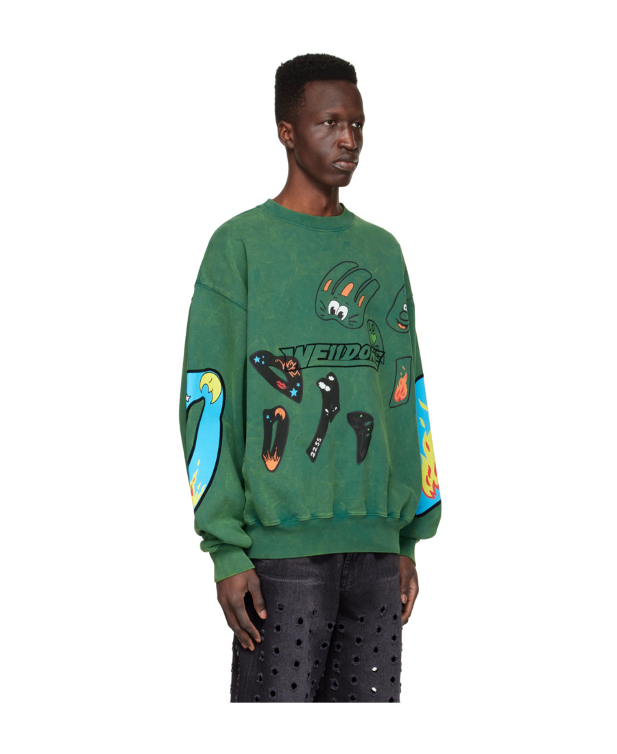 We11 Done Logo Round-necked Sweater In Green