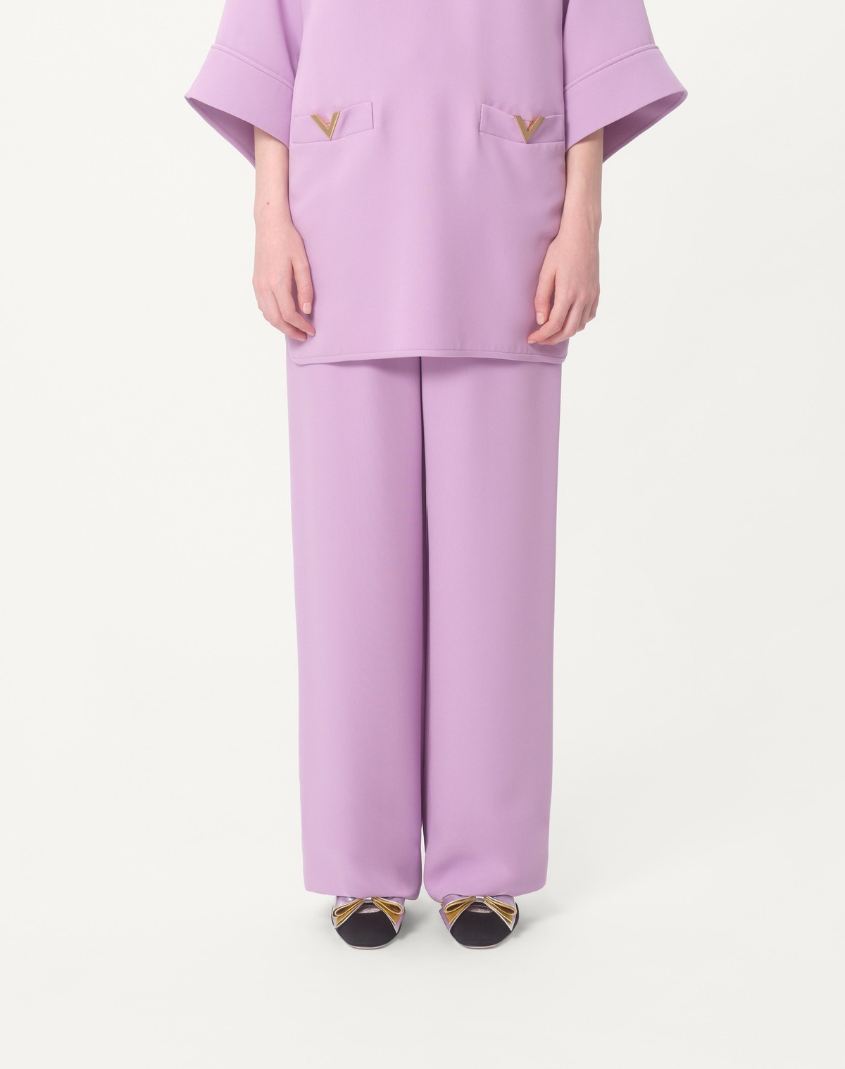Valentino Cady Couture Wide-leg Pants In Purple