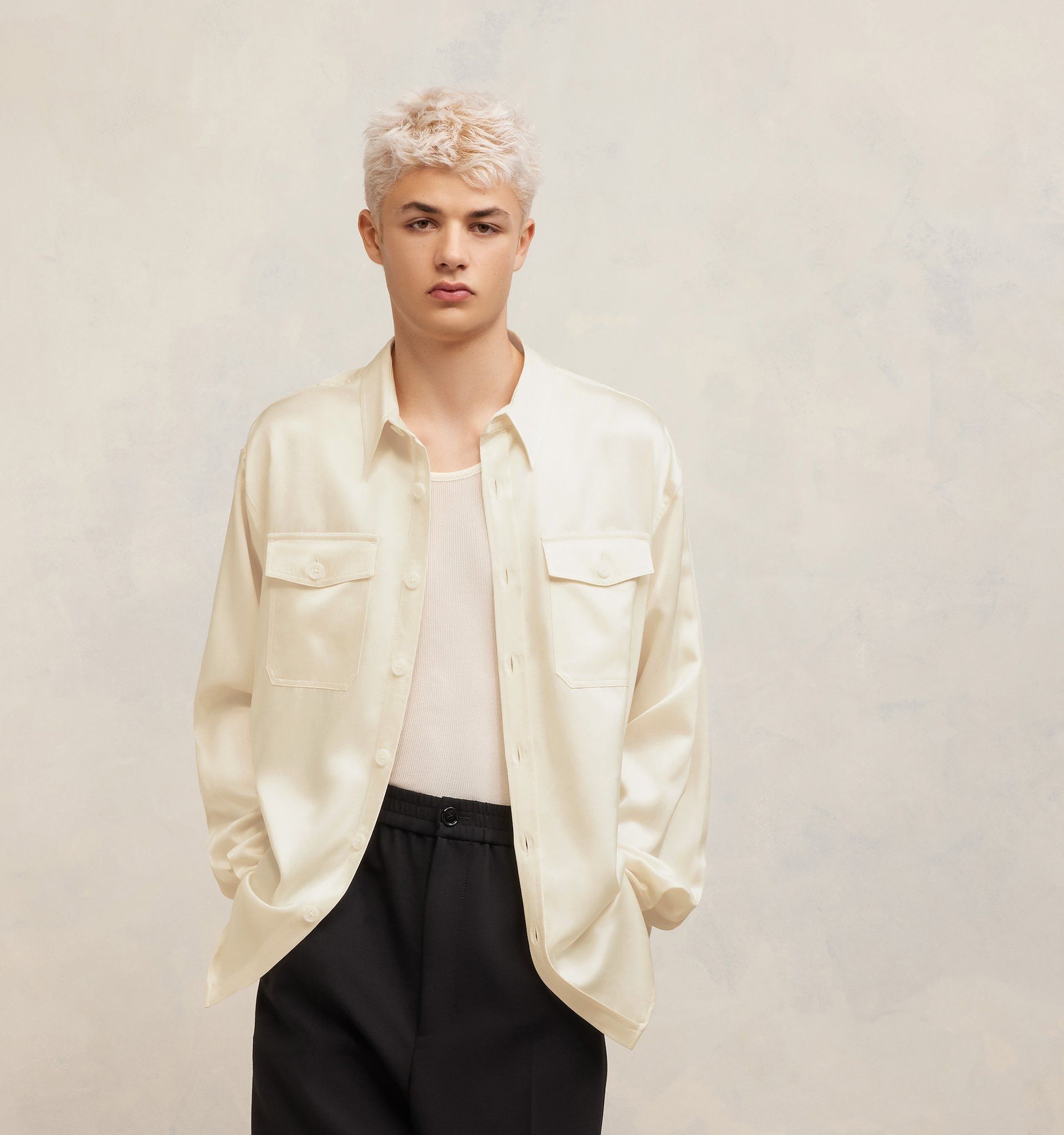 Ami Alexandre Mattiussi Pointed-collar Long-sleeve Shirt In White