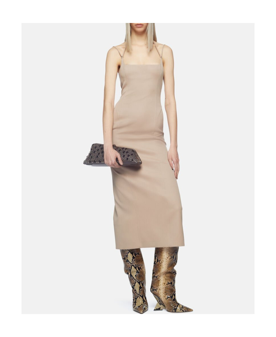 Attico Gabardine Midi Dress In Nude