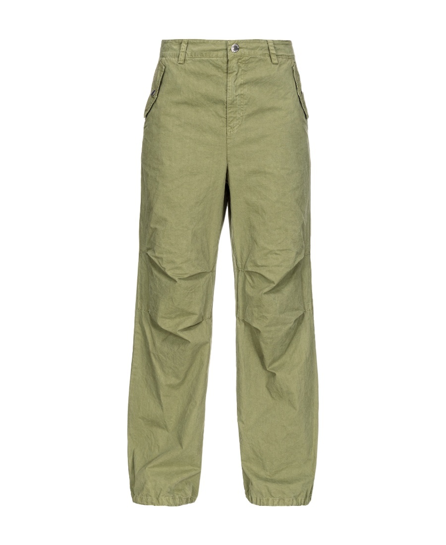 Pinko Mid-rise Cotton Cargo Pants In Green