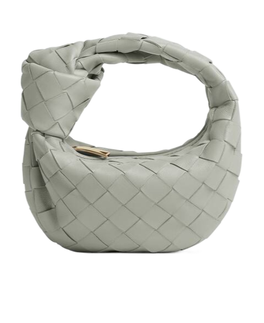 Bottega Veneta Intrecciato Zipper Handbag In Gray