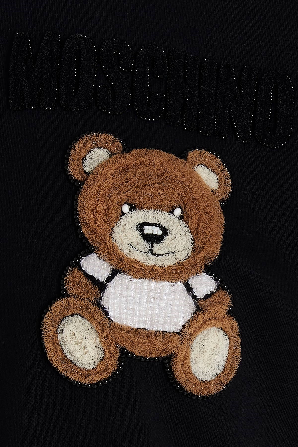 Moschino Teddy Bear Beaded T-shirt Dress In Black
