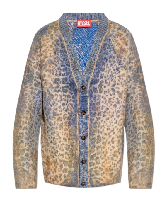 Diesel Men Printed Cotton Blend Cardigan In Nude