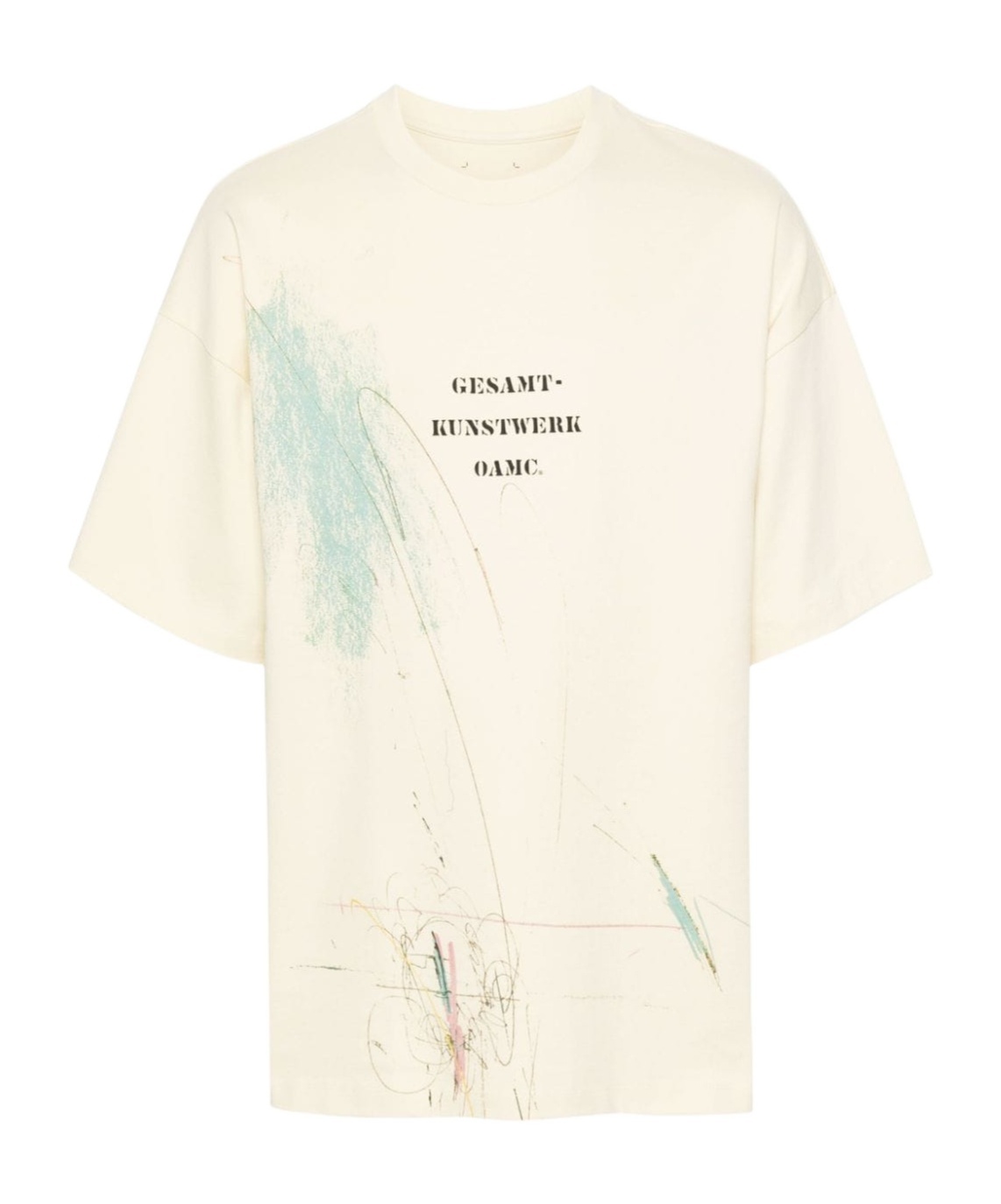 Oamc Scribble Organic Cotton T-shirt In White