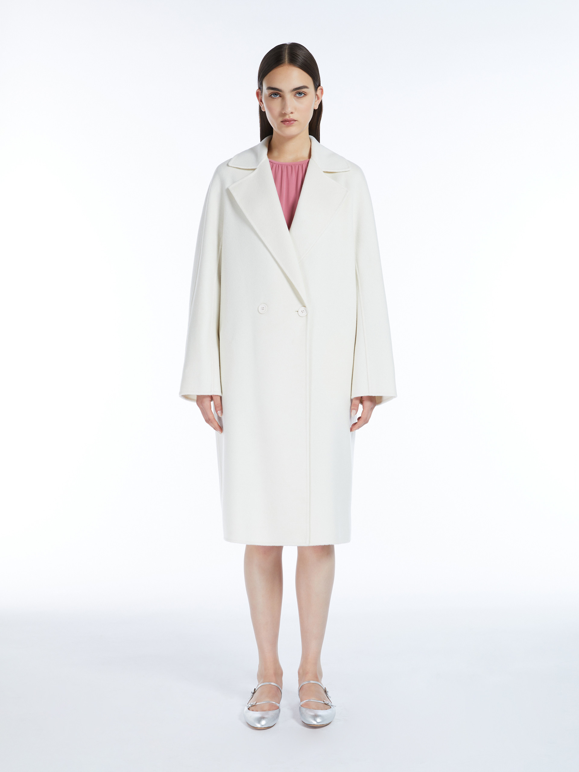 Max Mara Wool Cashmere Double-breasted Coat In White