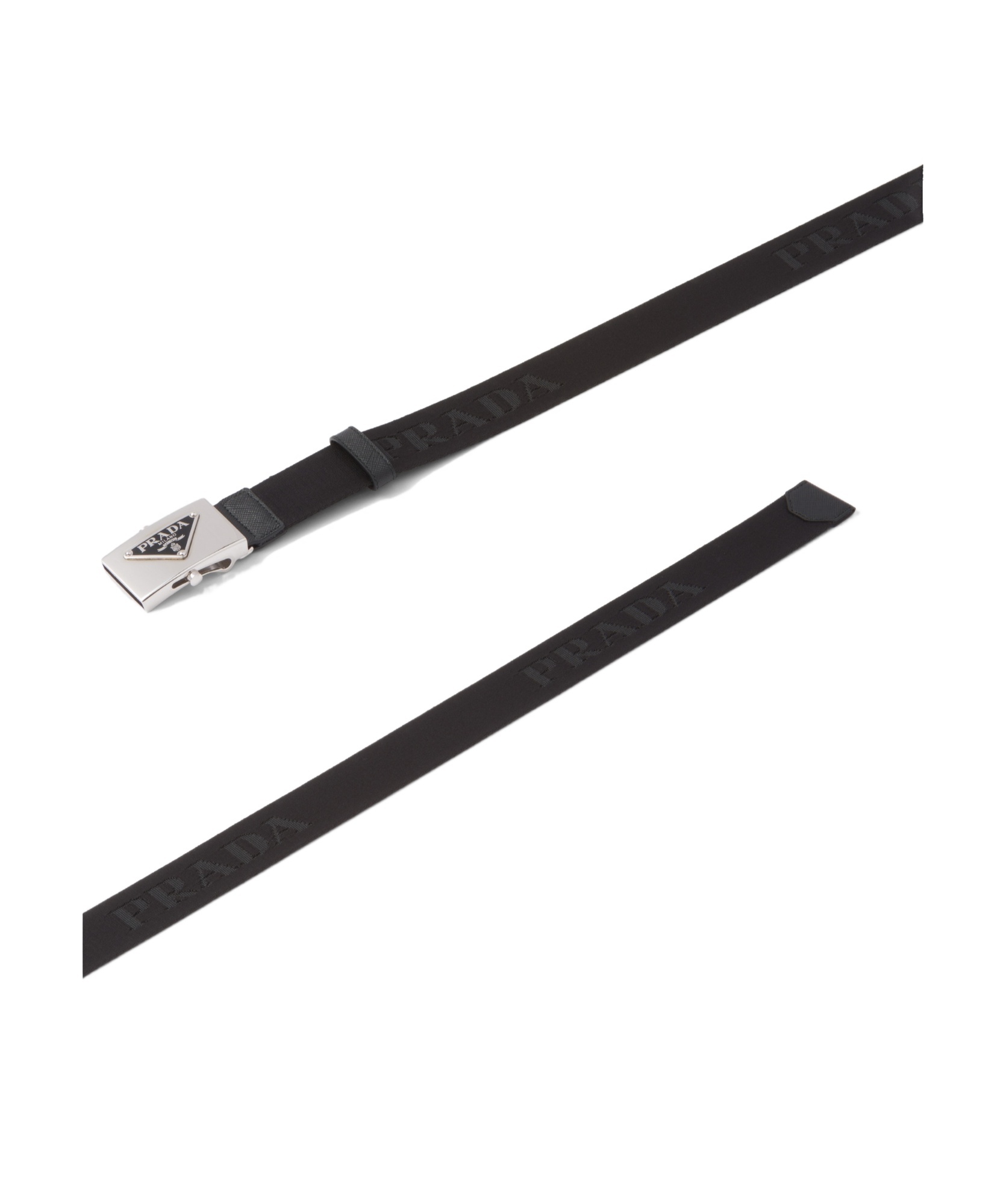 Prada Triangle Logo Buckle Belt In Black