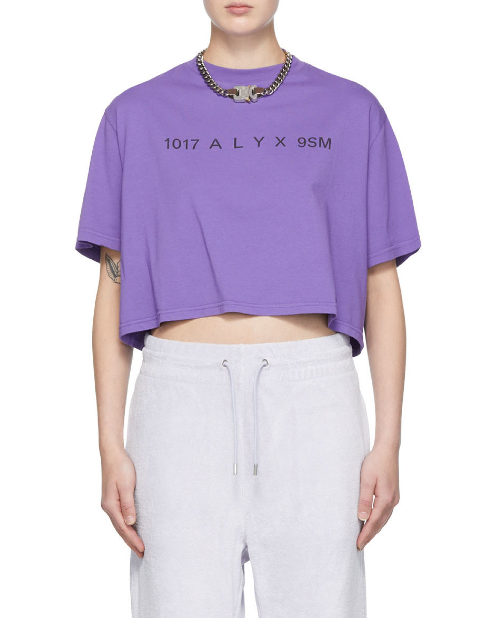 Alyx Logo Cropped Cotton Jersey T-shirt In Blue