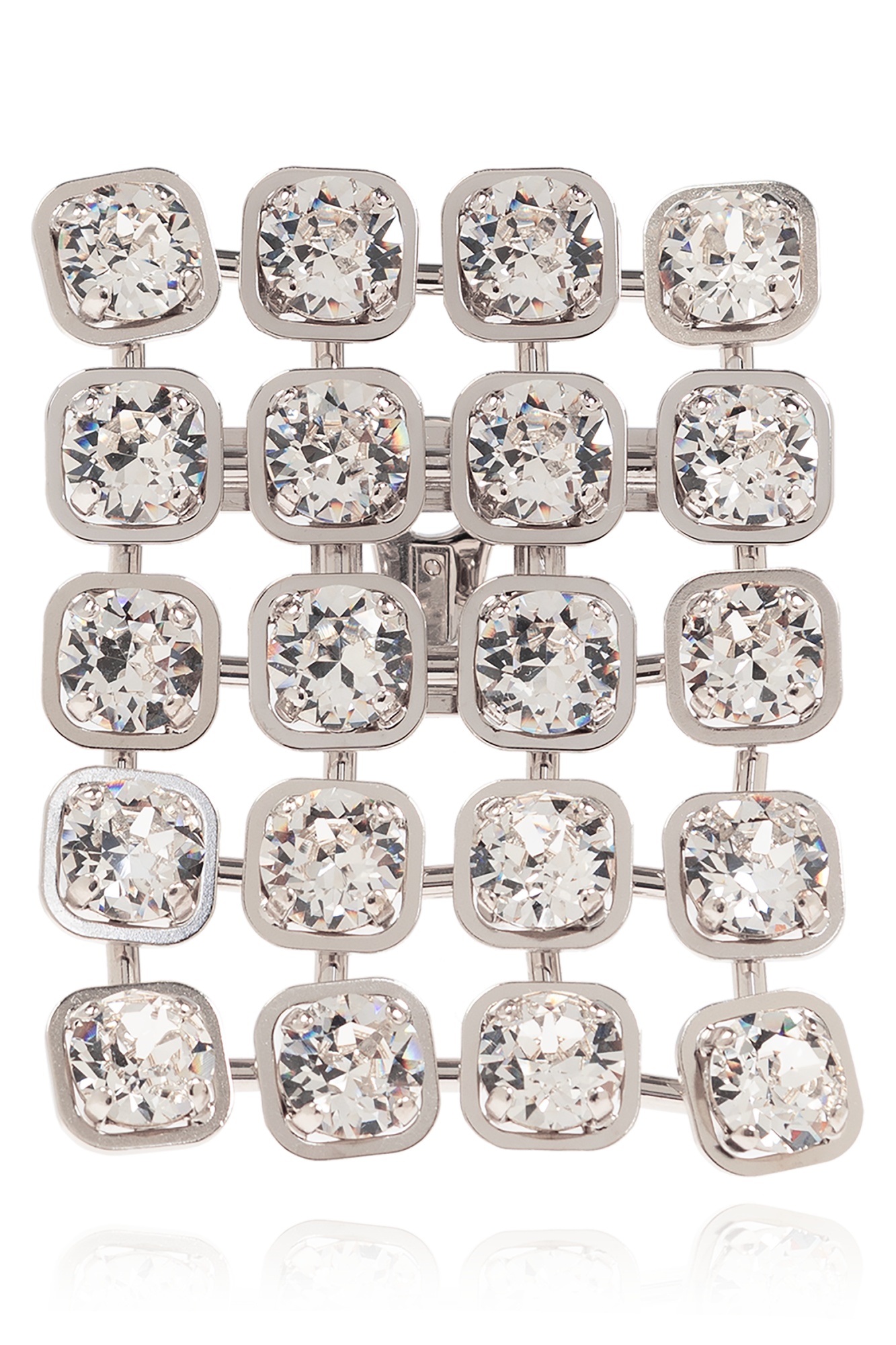 Balenciaga Silver Earrings With Sparkling Crystals In White