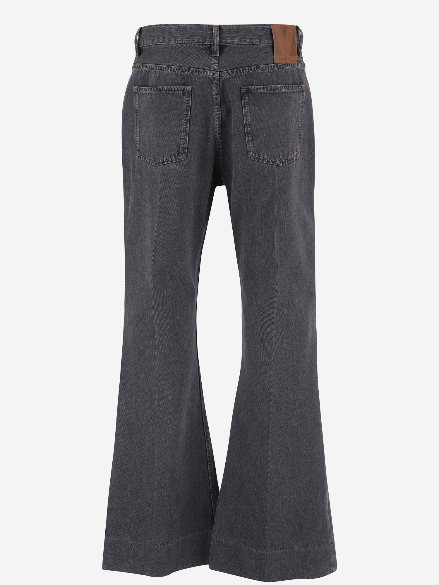 Valentino Belt Loop Denim Trousers In Gray