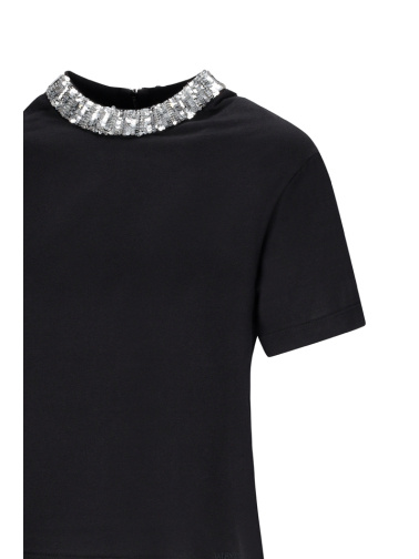 Valentino Garavani Wool Sweater With Stone Embroidery In Black