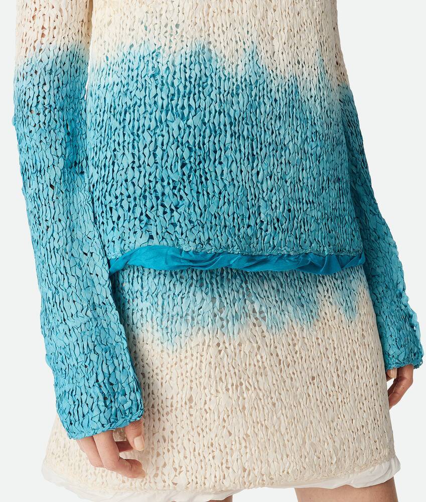 Bottega Veneta Wool And Silk Overdyed Jumper In Blue