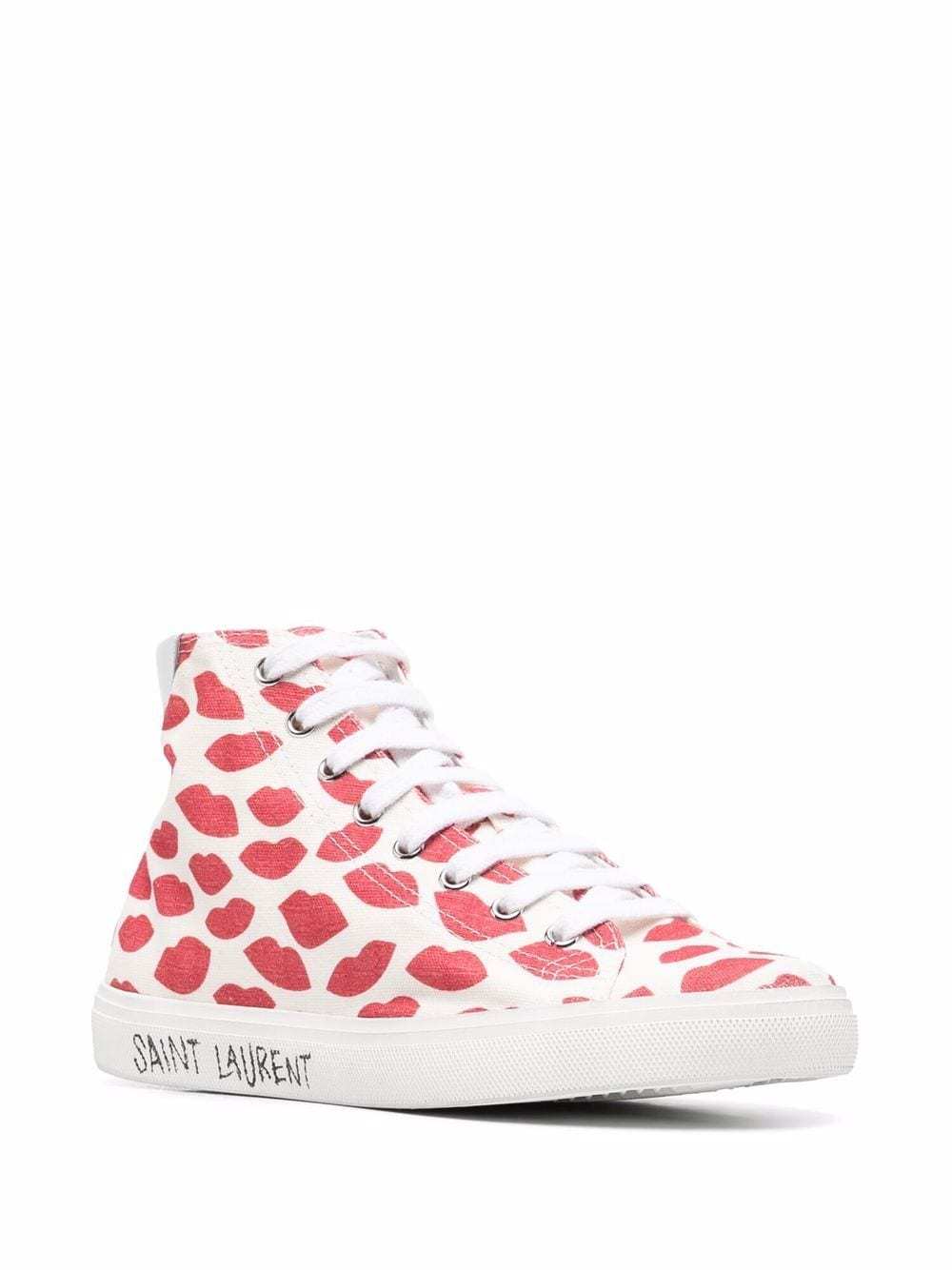 Saint Laurent Womens White/red Malibu Lip-print High-top Trainers 7 In White