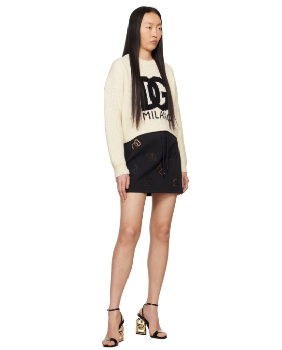 Dolce & Gabbana Dolce Gabbana Dg Logo Embroidered Drawstring Mini Skirt In Black