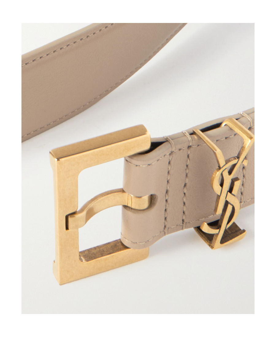Saint Laurent Ysl Logo Belt In Nude