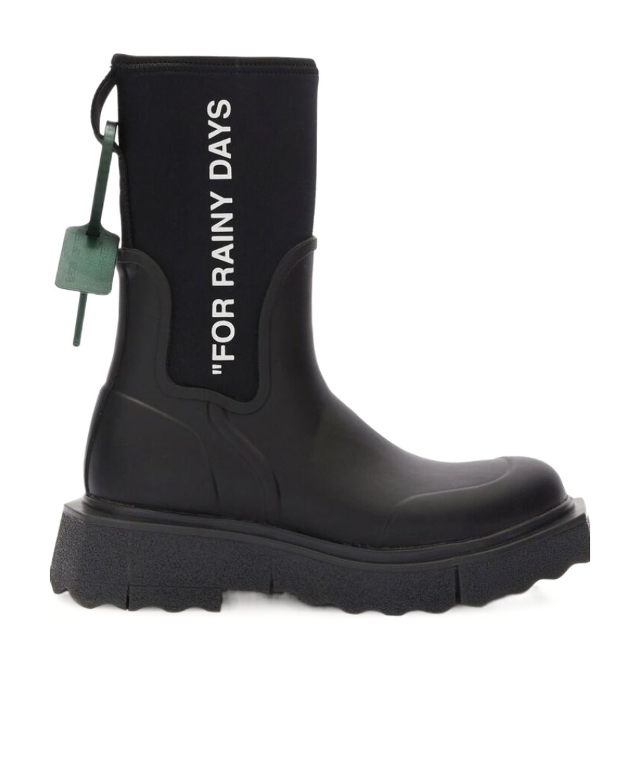 OFF-WHITE SPONGE LOGO-PRINT RAIN BOOTS
