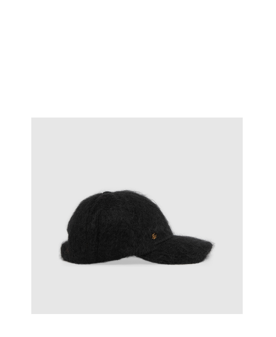 Gucci Double G Mohair Baseball Cap In Black