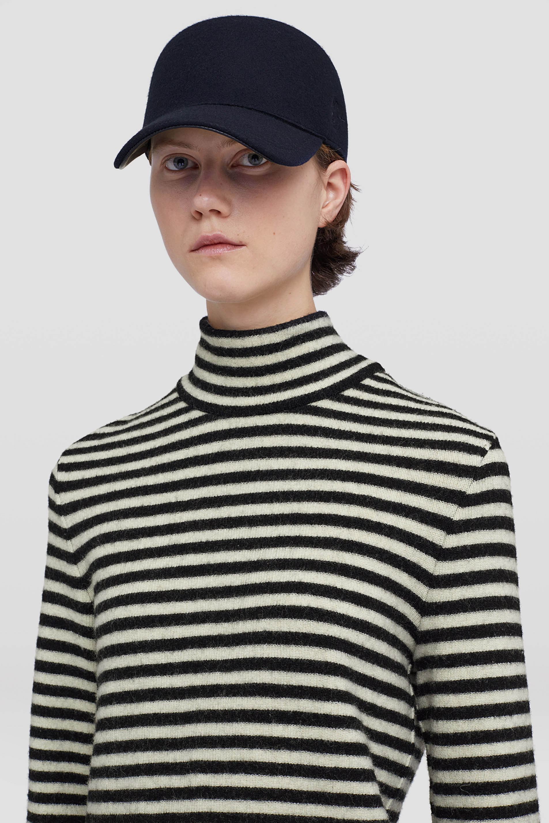 Jil Sander Logo-patch Stripe-pattern Top In Black