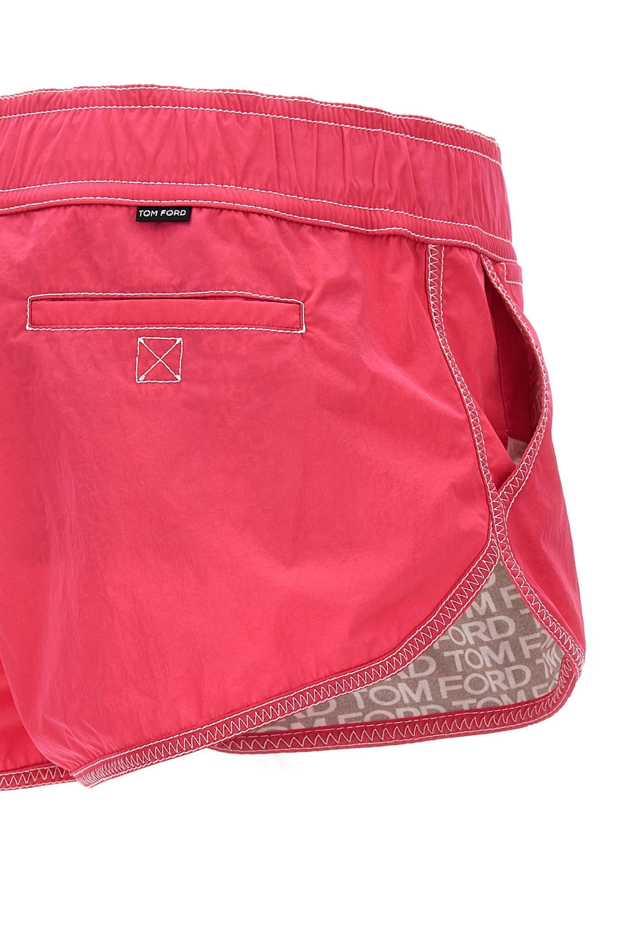 Tom Ford Logo Printed Drawstring Shorts In Red