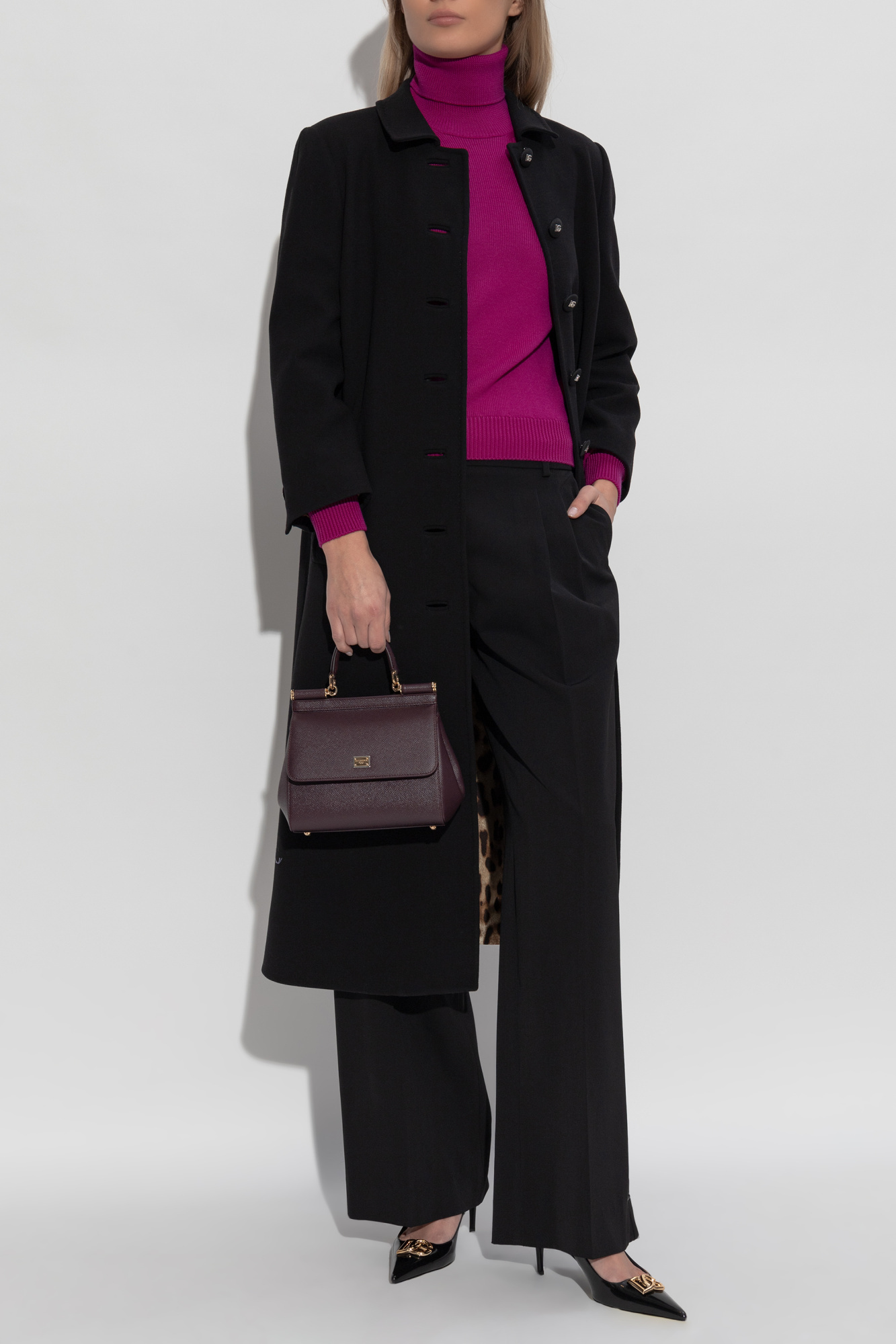 Dolce & Gabbana High-necked Long-sleeved Sweater In Purple