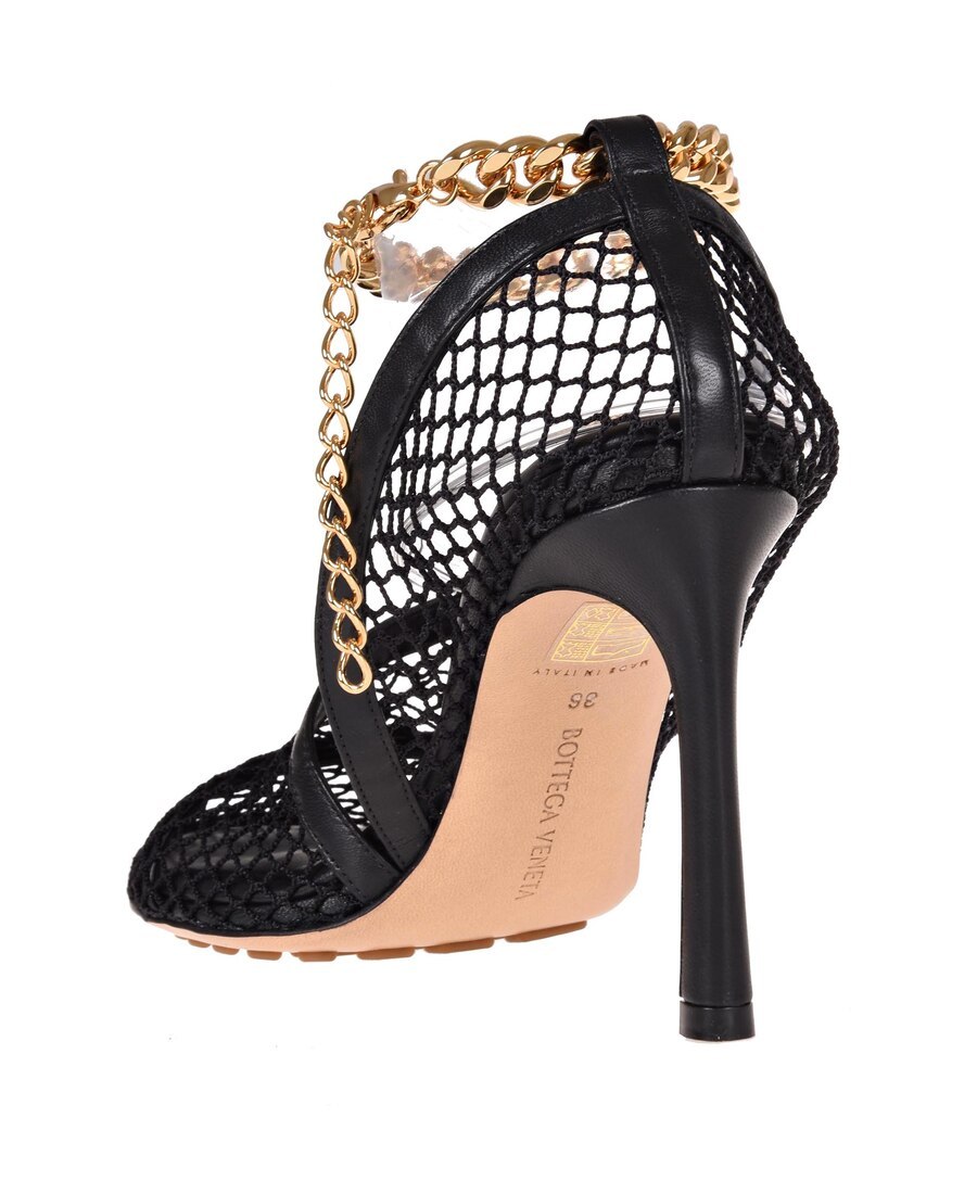Shop Bottega Veneta Chain-trimmed 100mm Mesh Sandals In Black