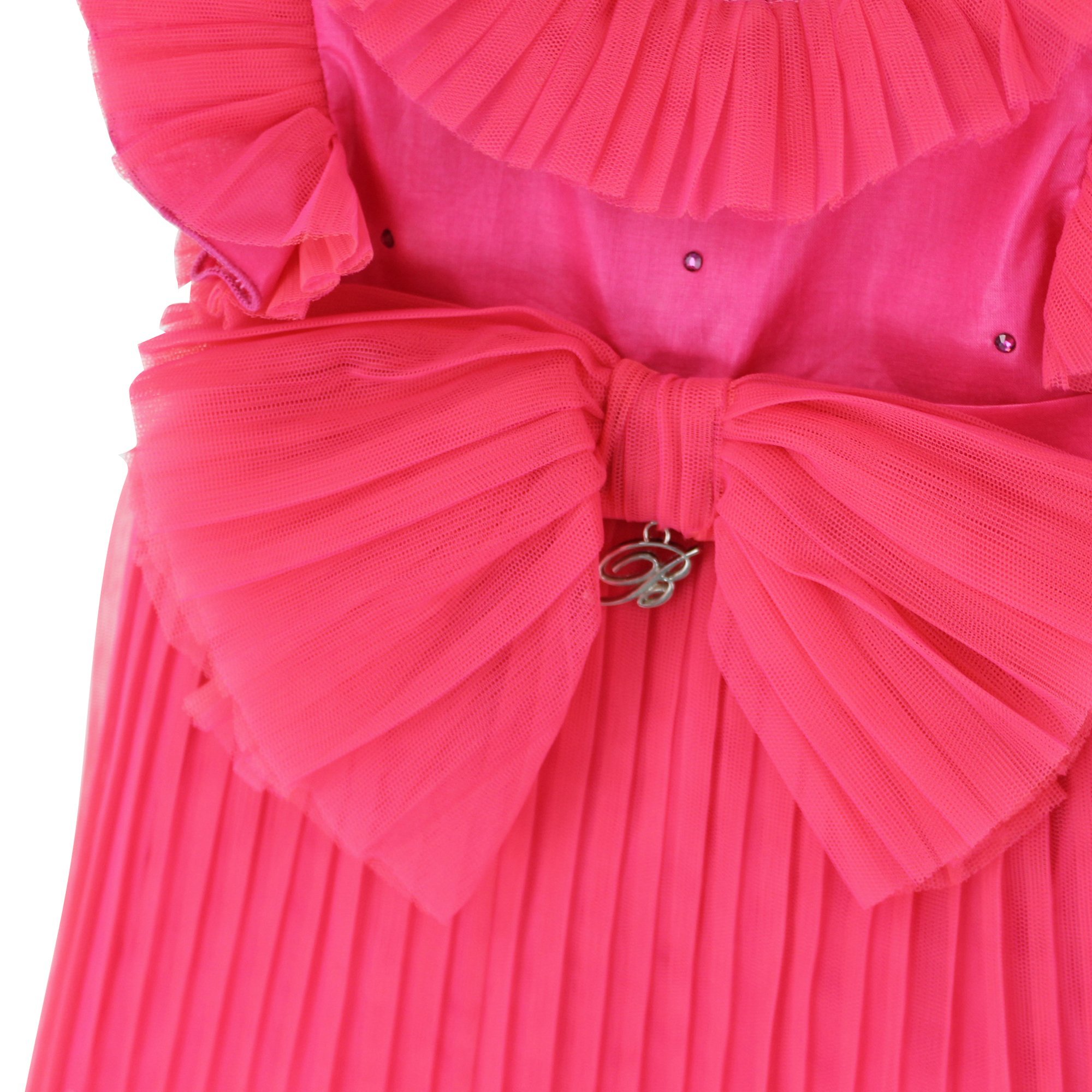 Miss Blumarine Abito Plissettato Baby Girl Ciclamino Con Maxi Fiocco In Red