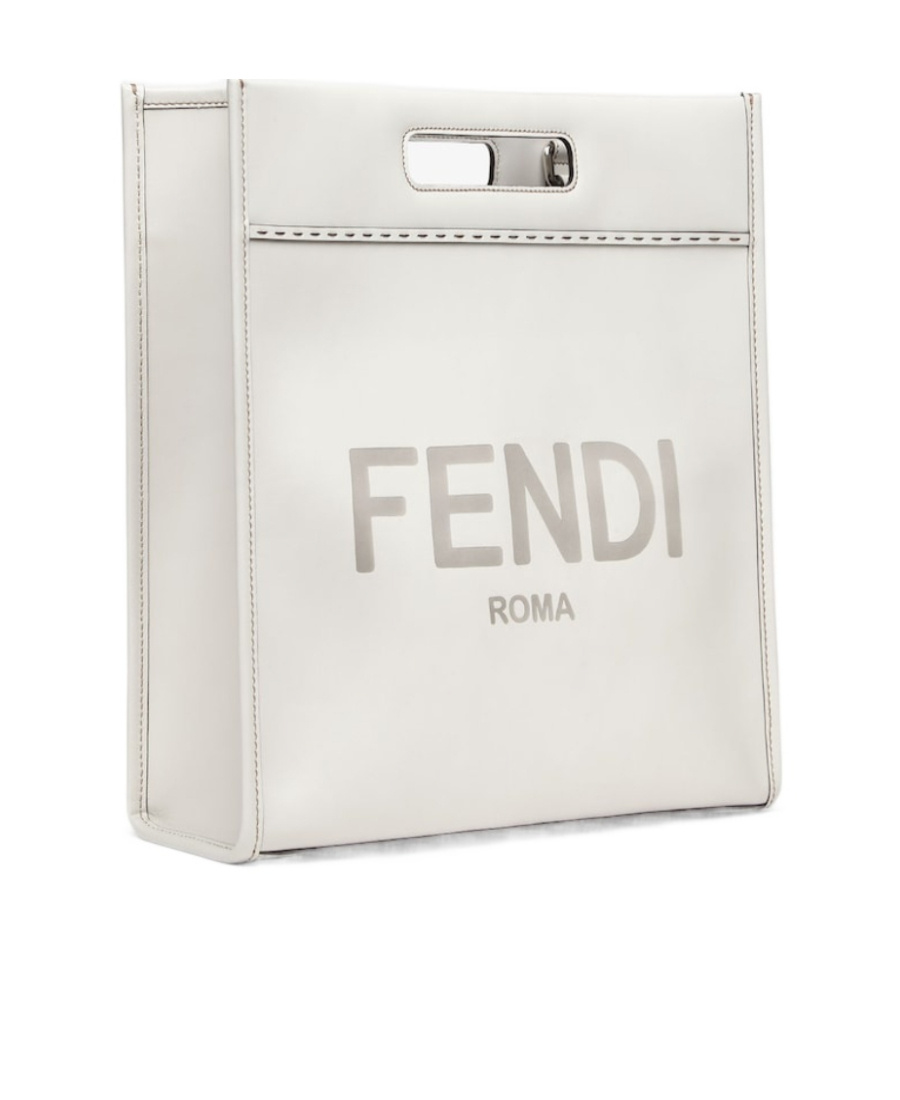 Fendi N-s Embossed Logo Tote Bag In Gray