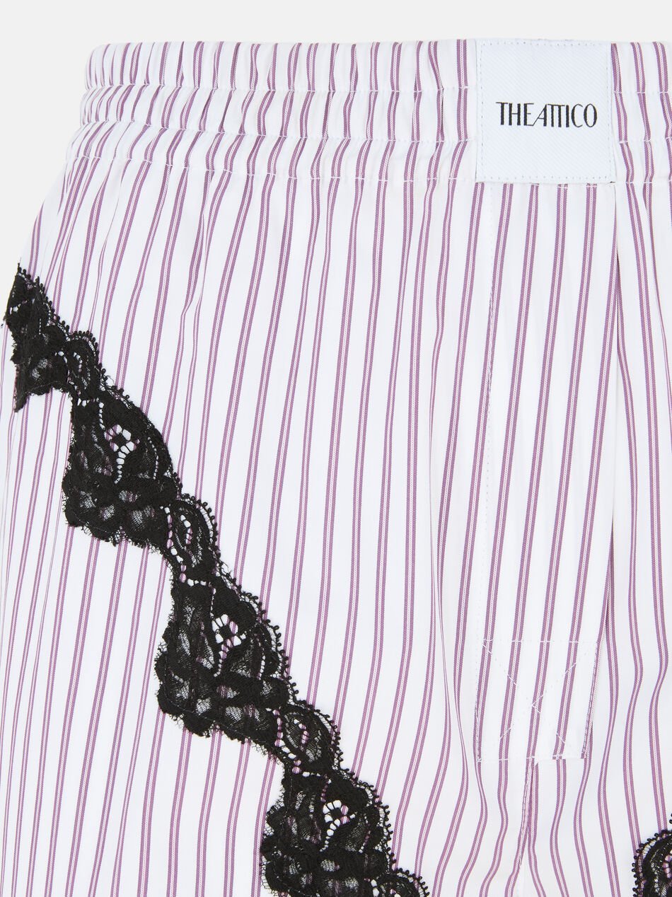 Attico Mini Striped Short Pants For Women In Purple