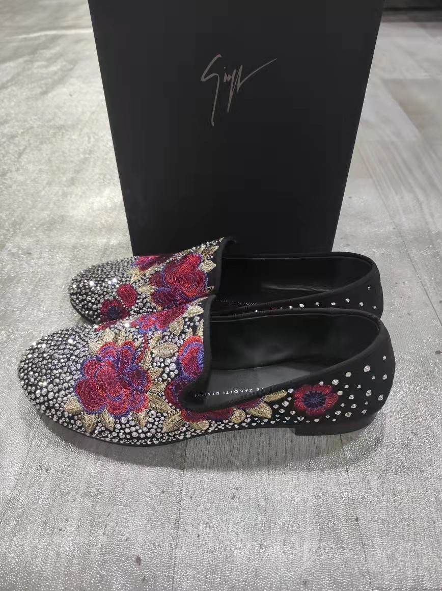 Shop Giuseppe Zanotti Luofu Shoes With Diamond Floral Pattern In Black