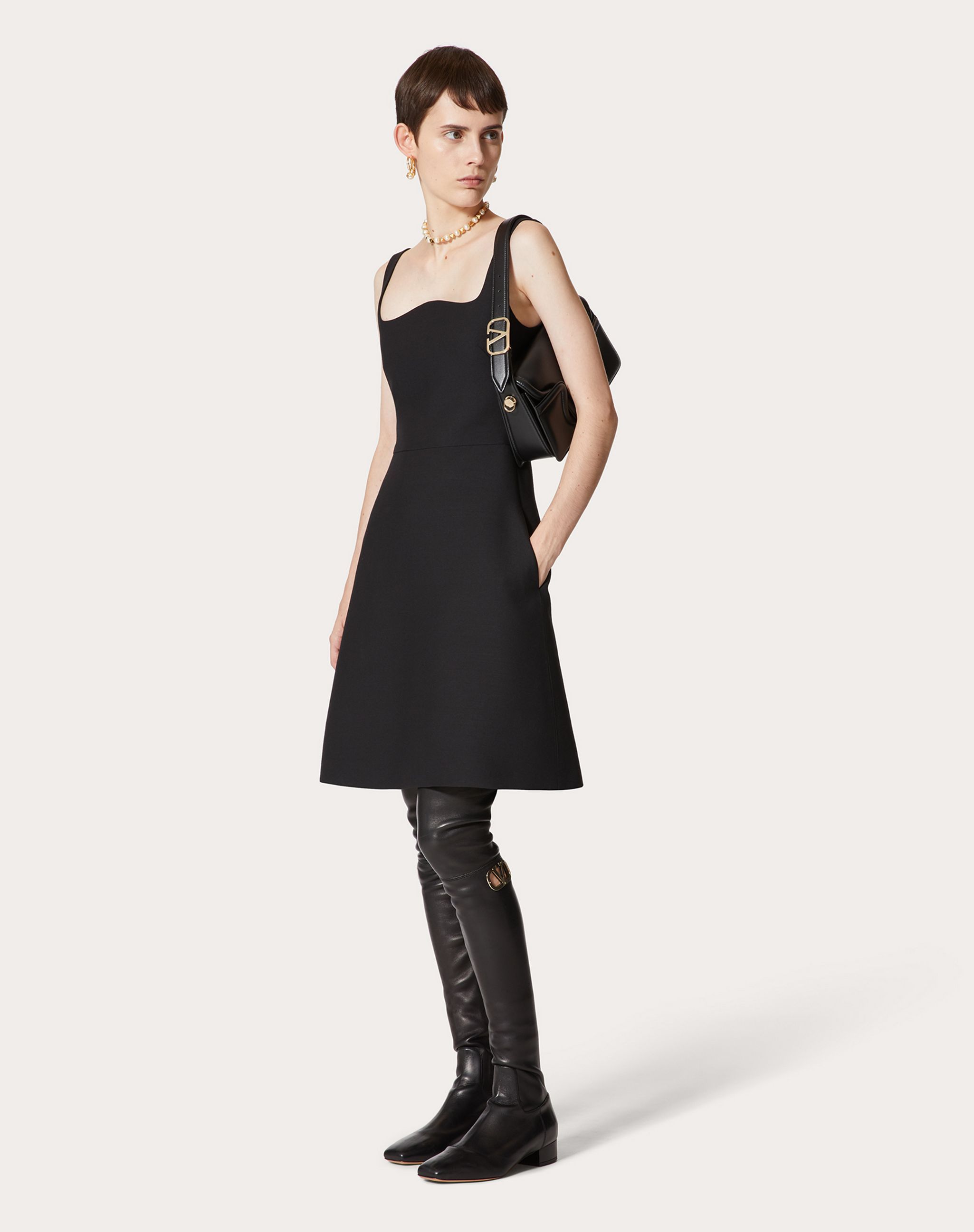 Valentino Open-back Wool And Silk-blend Crepe Mini Dress In Black